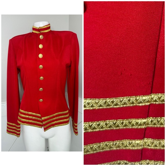 S&S COLLECTION RED GOLD MILITARY STYLE JACKET- PRELOVED-SMALL - Picture 5 of 8